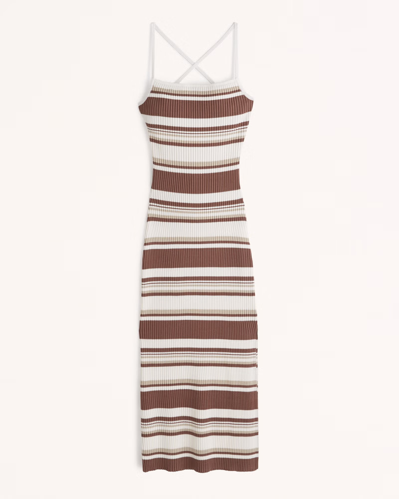 Lace-Up Ribbed Midi Dress | Abercrombie & Fitch (US)