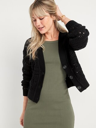 Cropped Open-Knit Cardigan for Women | Old Navy (US)