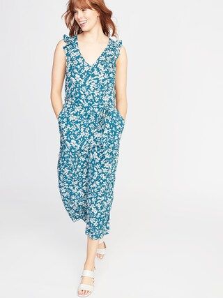 Tie-Belt Flutter-Sleeve Jumpsuit for Women | Old Navy US