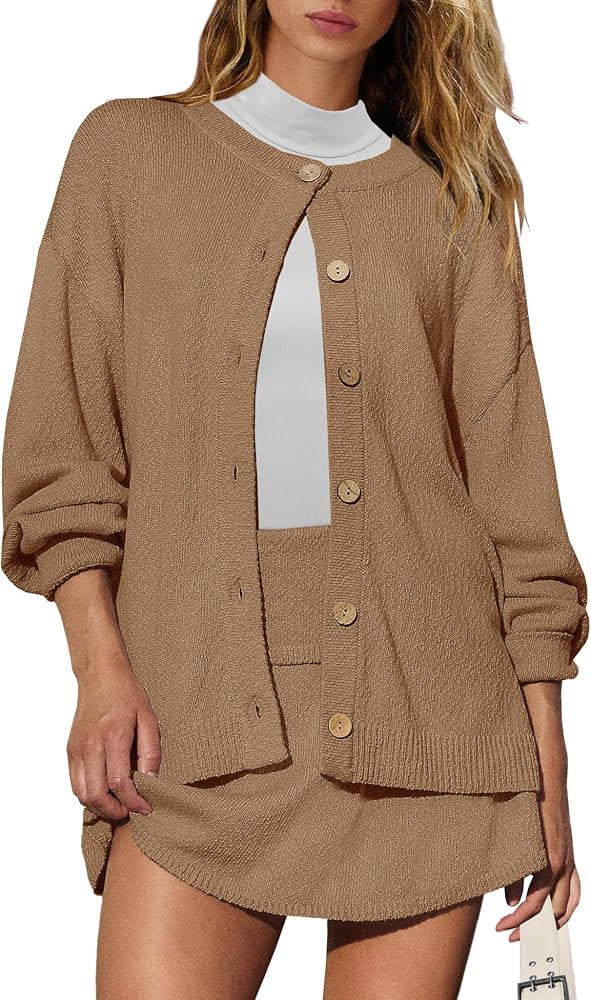 Panadila Womens Sweater Skirt Set 2 Piece Outfits Sweater Skort Set Lounge Cardigan and Knit Skir... | Amazon (US)