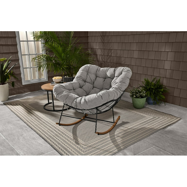 Better Homes & Gardens Marlow Papasan Outdoor Rocking Chair, Gray | Walmart (US)