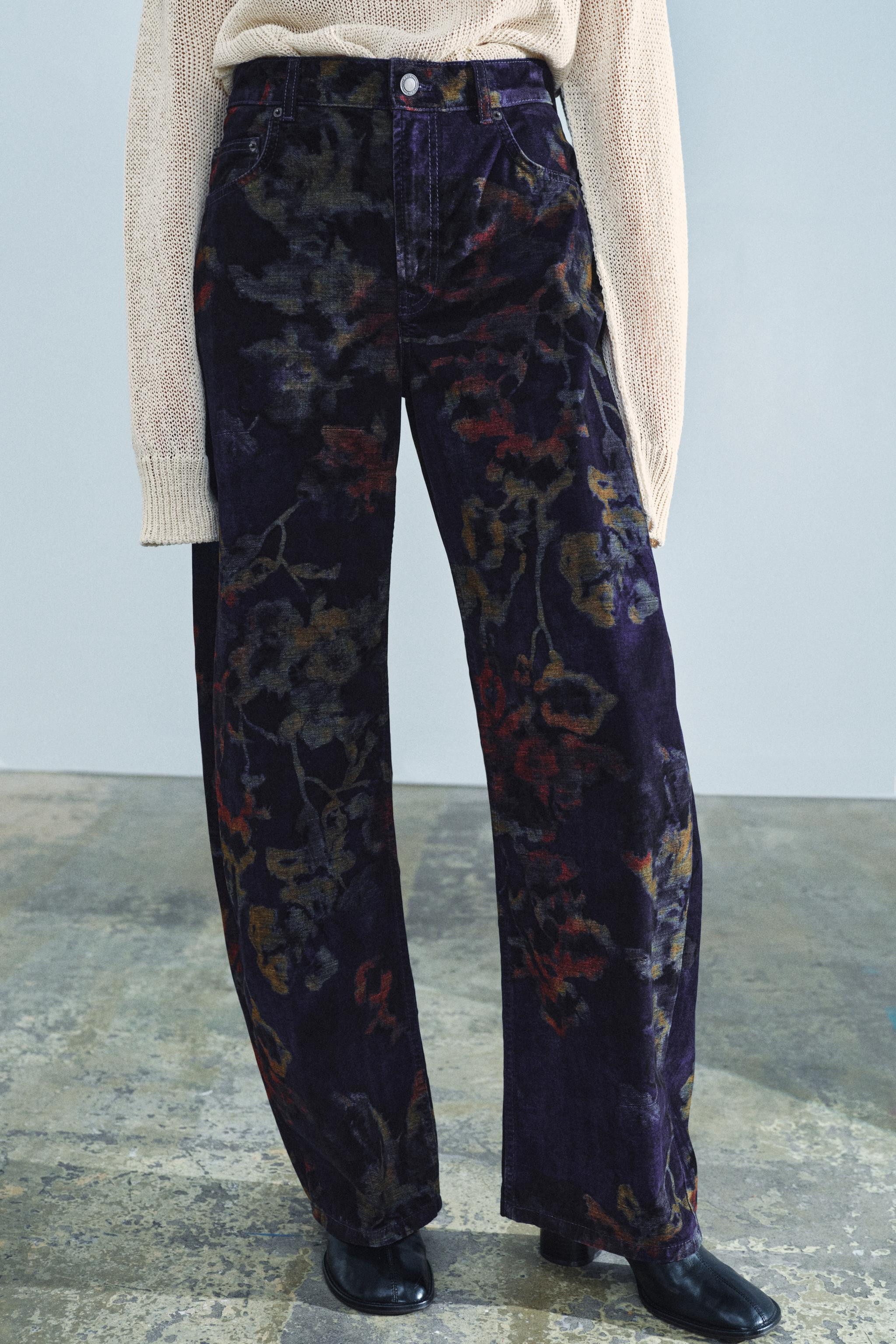 ZW Collection Baggy-Fit Mid-Rise Floral Jeans | Zara US