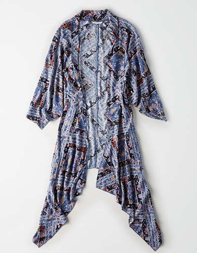 AEO Floral Kimono, Blue | American Eagle Outfitters (US & CA)