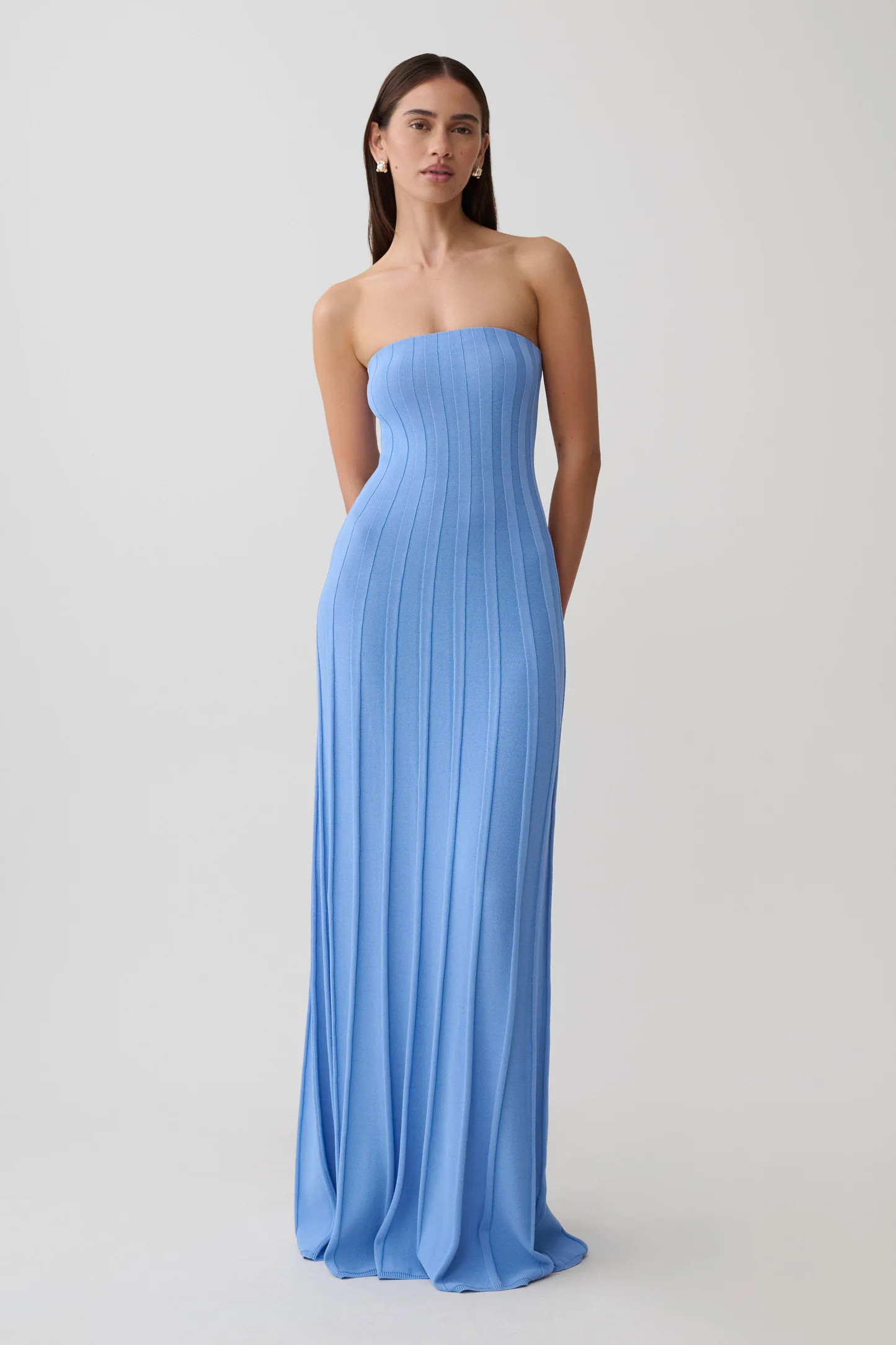 Pia Ribbed Strapless Maxi Dress - Periwinkle | MESHKI US