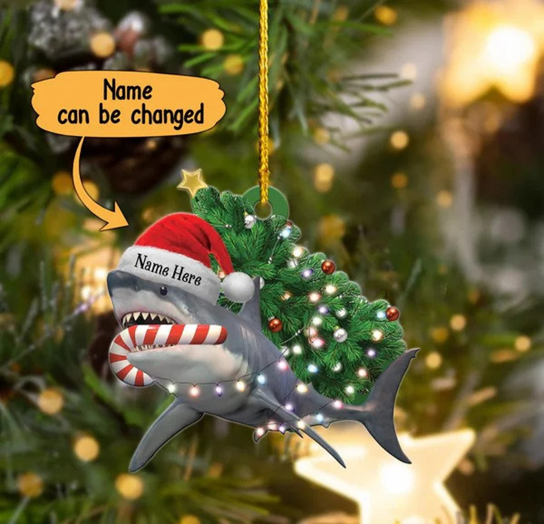 Shark Christmas Ornament, Custom Christmas Name Ornament, Christmas Ornament Gift For Shark Lover... | Etsy (US)