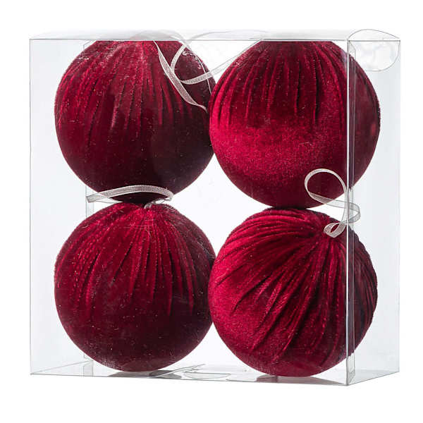 4-Count Red Fabric Ornaments, 3.9" | At Home