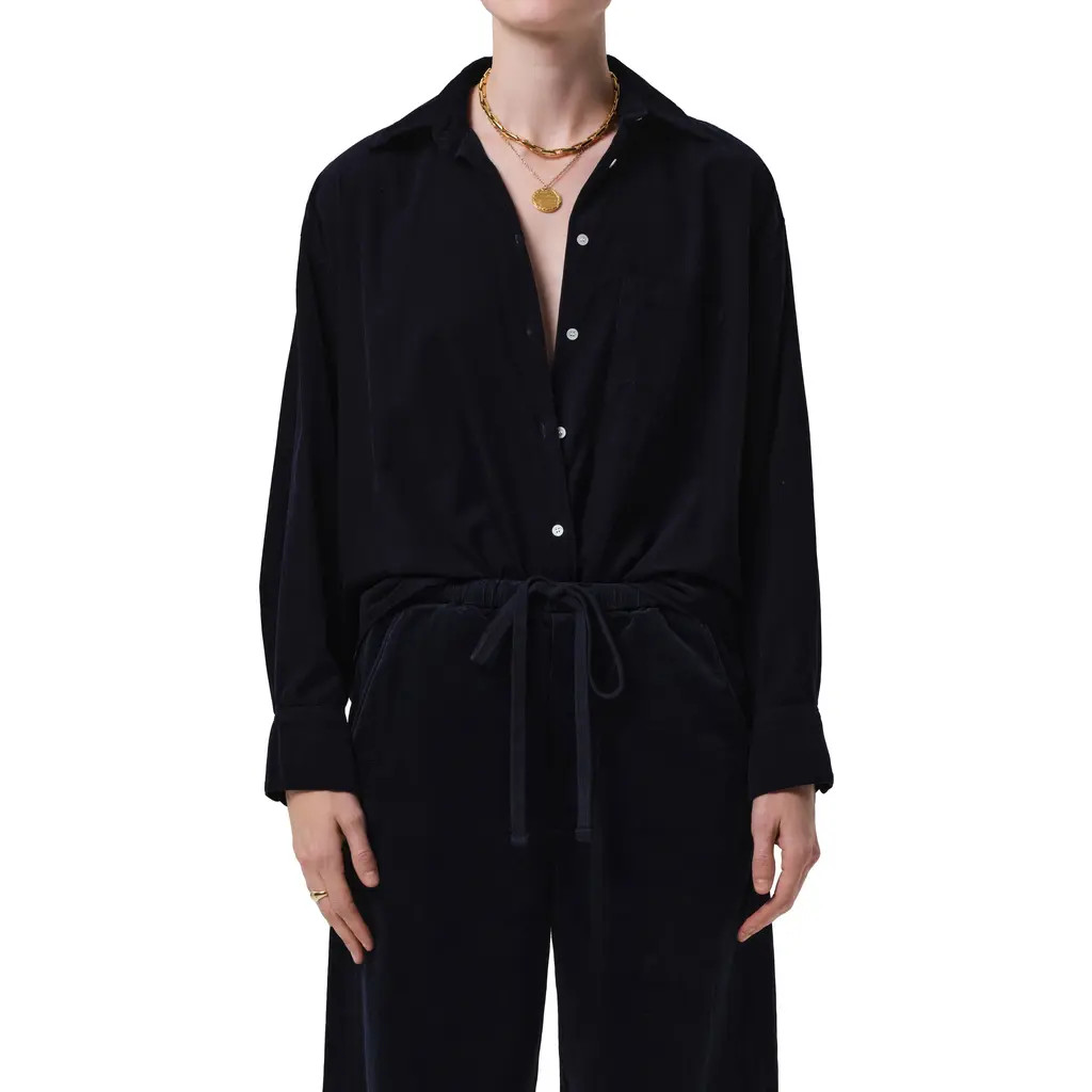 Citizens of Humanity Kayla Oversize Corduroy Button-Up Shirt in True Navy at Nordstrom, Size Small | Nordstrom