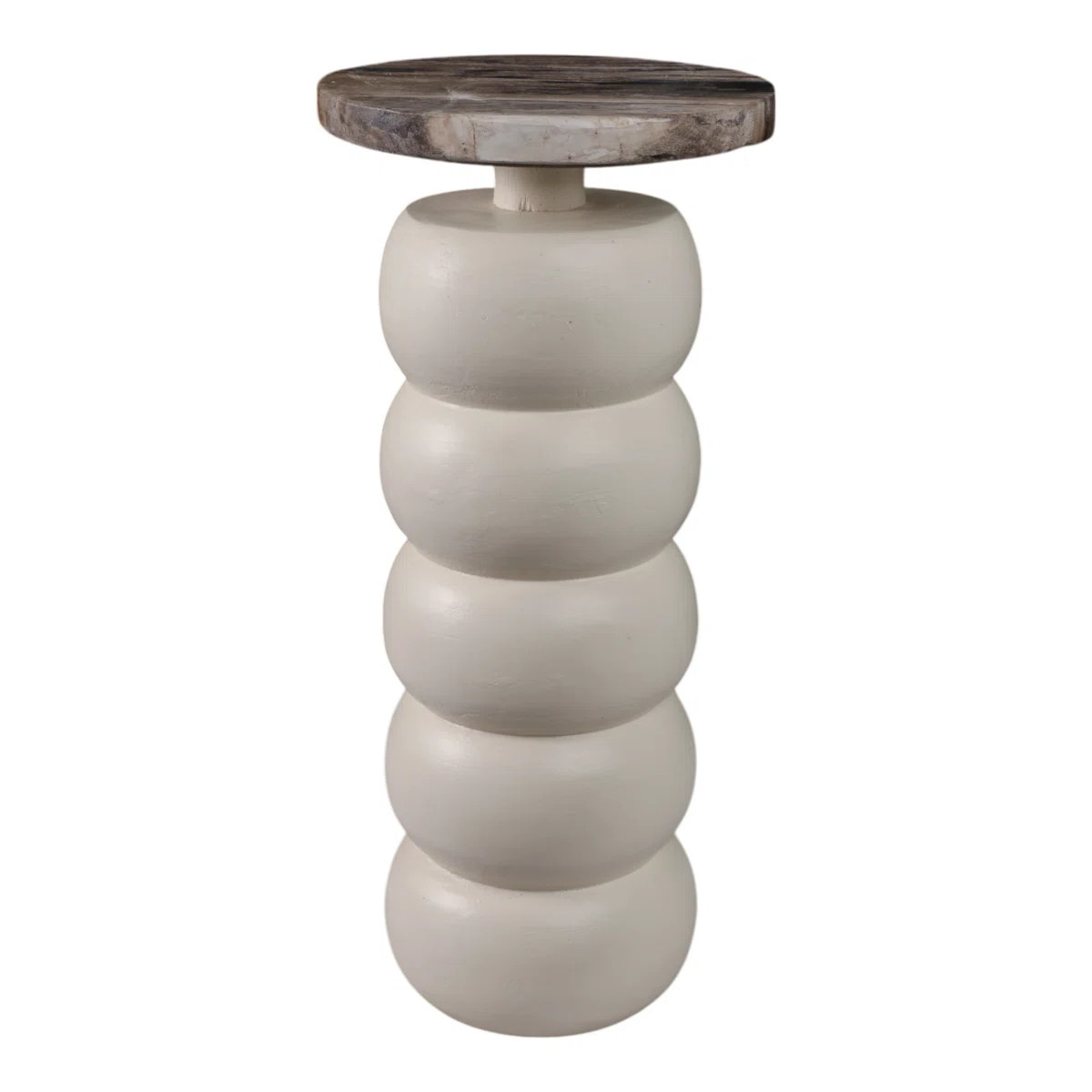 Doner Wood Accent Table with Sculptural Design Black-Brown Marble Top, Contemporary Modern Style ... | Wayfair North America