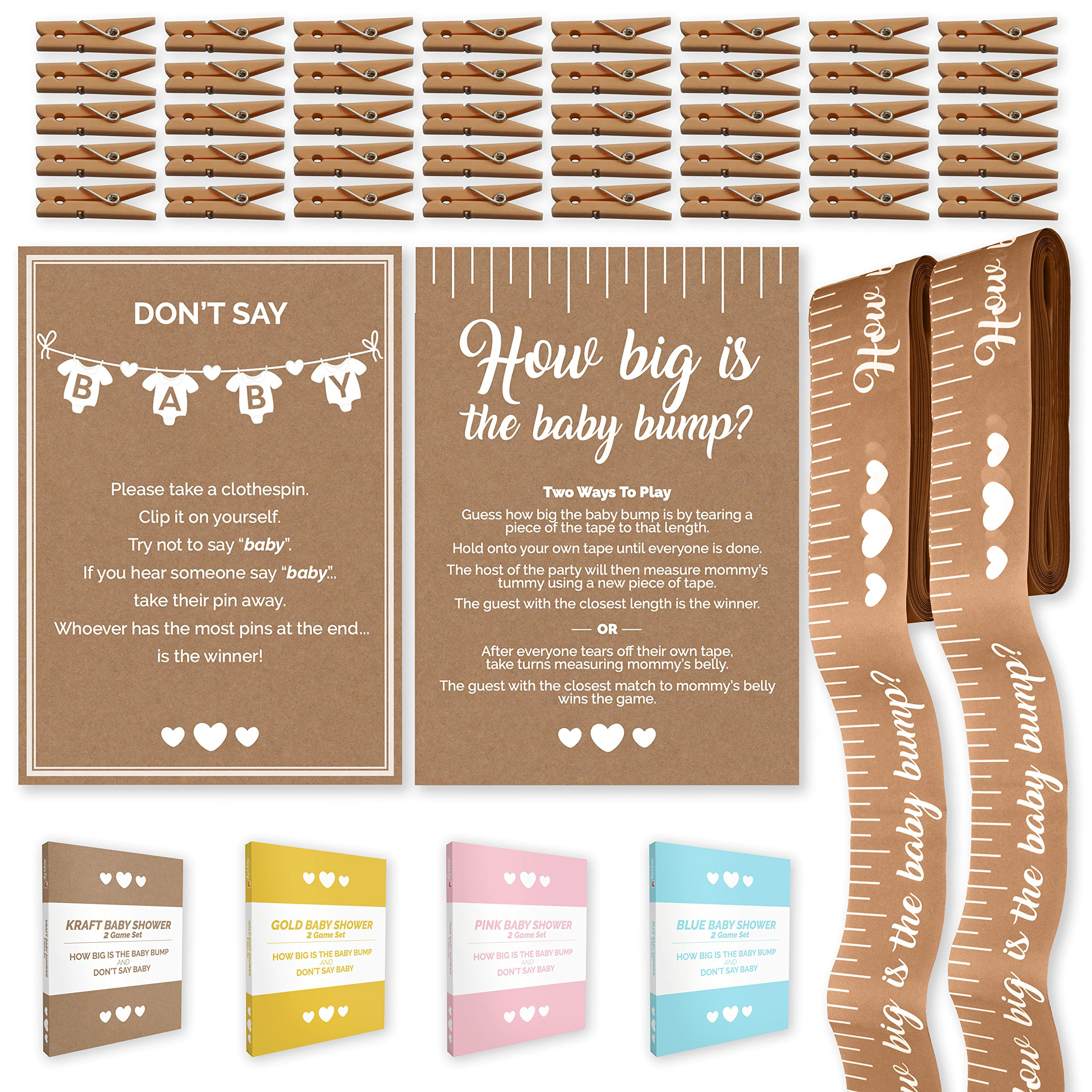 Party Hearty Funny Baby Shower Games for Girl or Boy, Set of 2: How Big is The Baby Bump & Don't ... | Amazon (US)