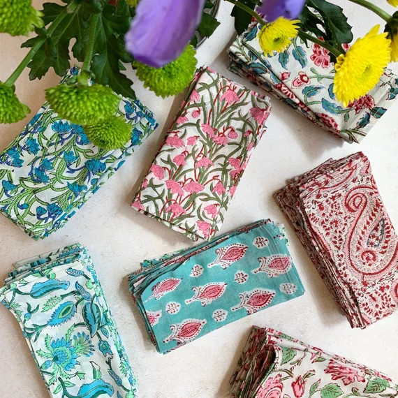 Block Print Napkin  Cotton Napkins  Boho Table Setting  | Etsy | Etsy (US)