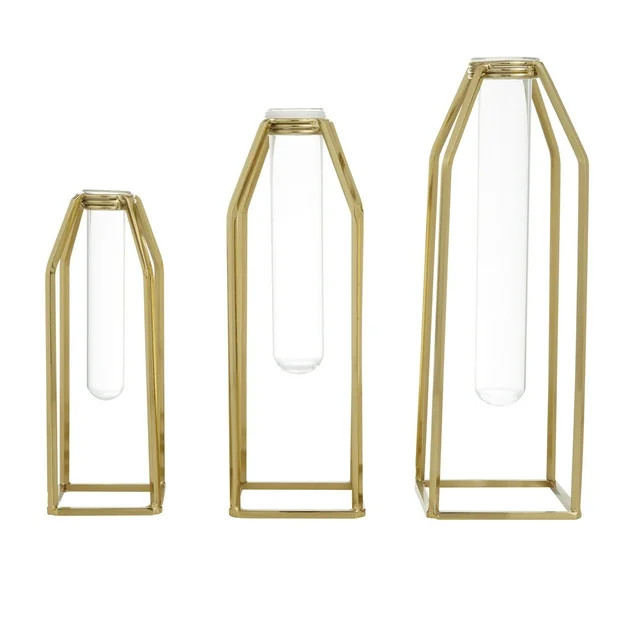 CosmoLiving by Cosmopolitan 13", 12", 9"H Test Tube Gold Stainless Steel Vase, Set of 3 | Walmart (US)