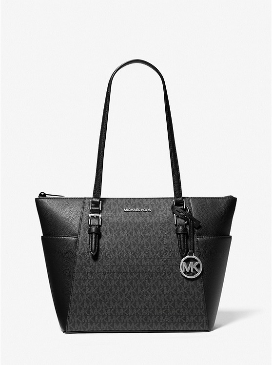 Charlotte Large Logo and Leather Top-Zip Tote Bag | Michael Kors US