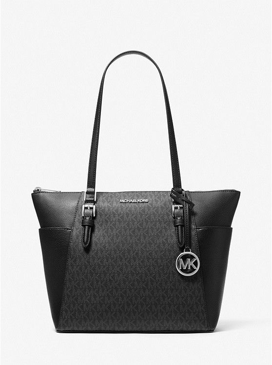 Charlotte Large Logo and Leather Top-Zip Tote Bag | Michael Kors US