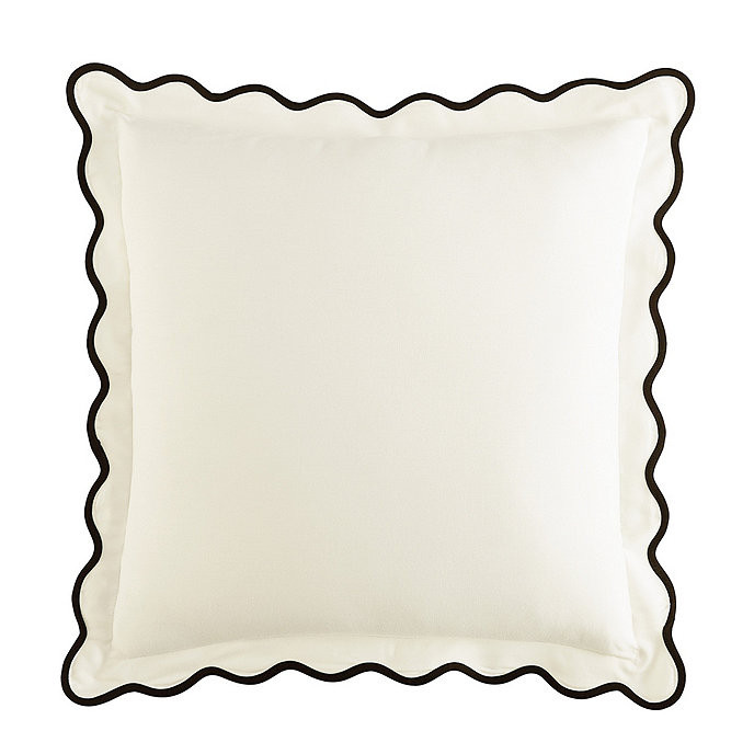 Scalloped Outdoor Solid Throw Pillow Cover with Piping & Insert | Ballard Designs, Inc.