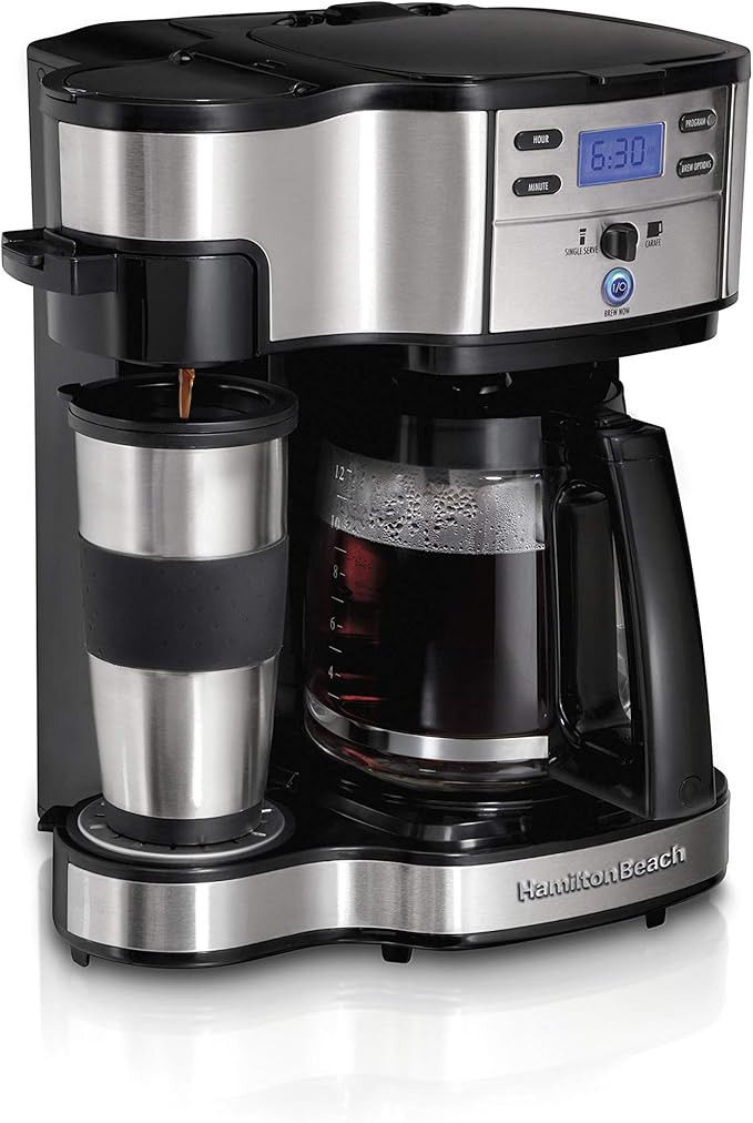 Hamilton Beach 2-Way Brewer Coffee Maker, Single-Serve and 12-Cup Pot, Stainless Steel (49980A), ... | Amazon (US)