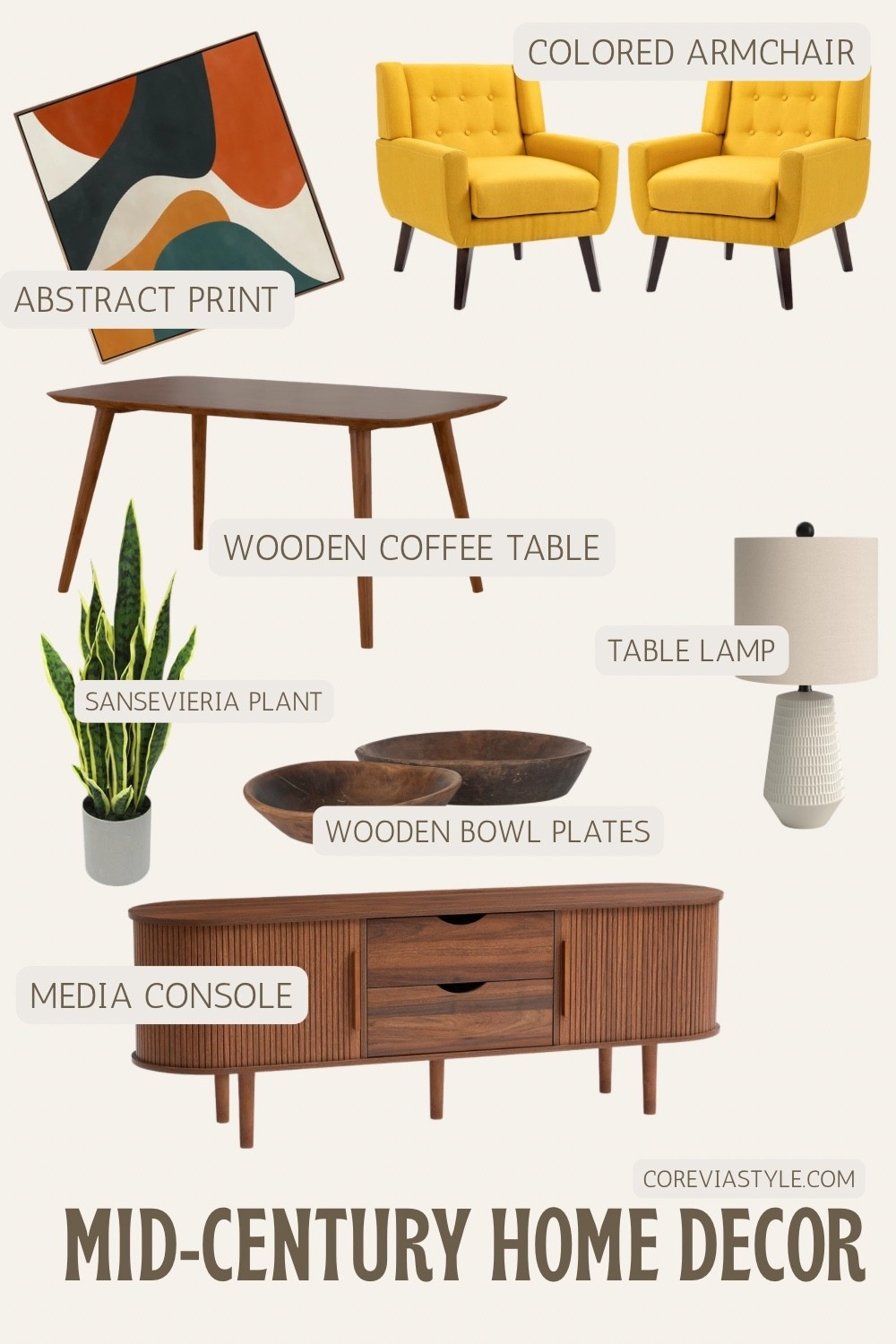 Mid century lovers, this one is for you. Warm wood tones, bold colors, abstract art, and clean lines that make any space feel cozy and stylish. Linked my favorite pieces so you can recreate this look with ease. Perfect for living rooms that need a little upgrade. Save this for your next home refresh.