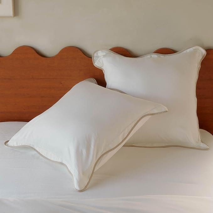 Double Stitch by Bedsure Cotton Tencel Lyocell Euro Shams, Cooling Euro Sham Cover Set of 2, Scal... | Amazon (US)