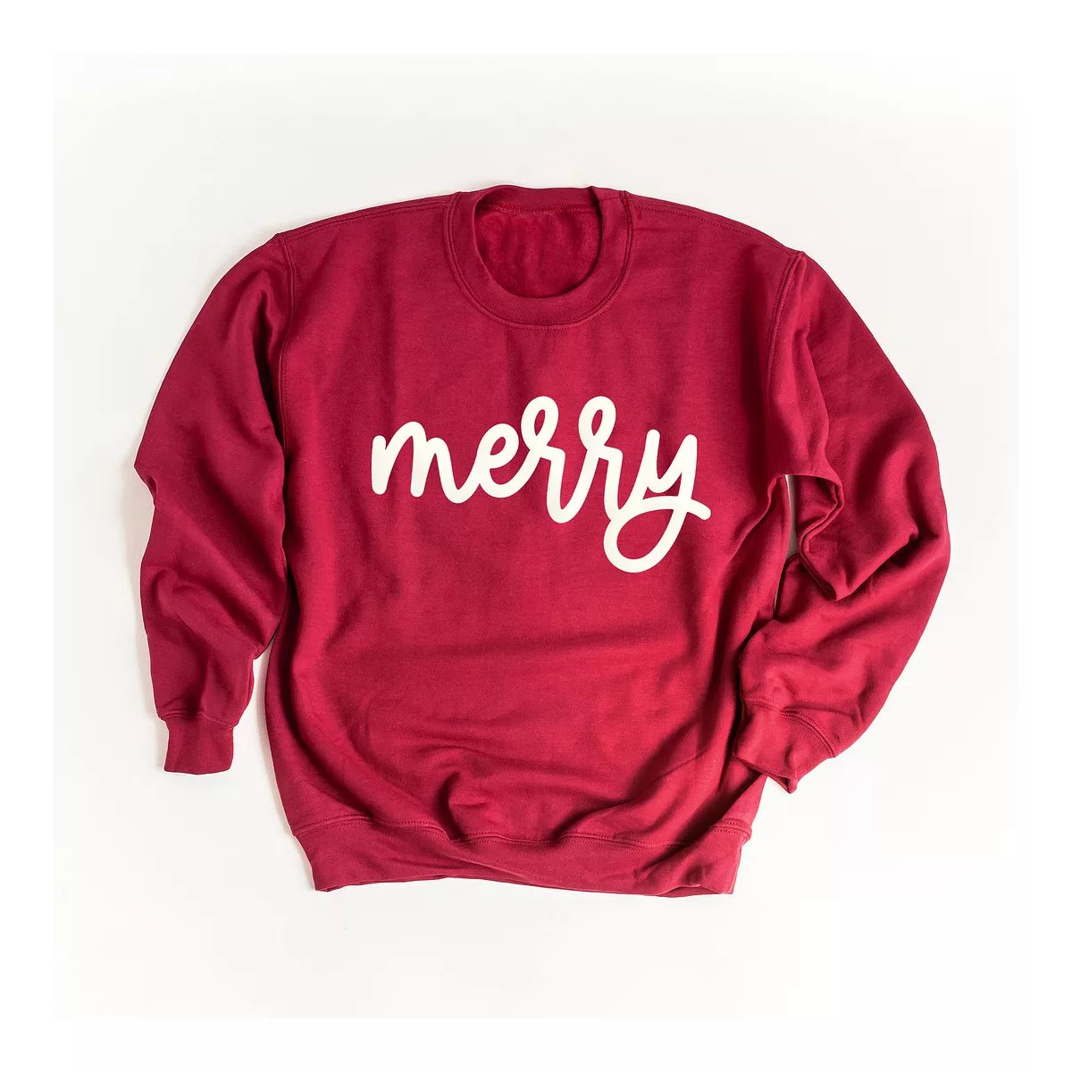 Simply Sage Market Women's Graphic Sweatshirt Merry Bold Cursive Puff Print | Target