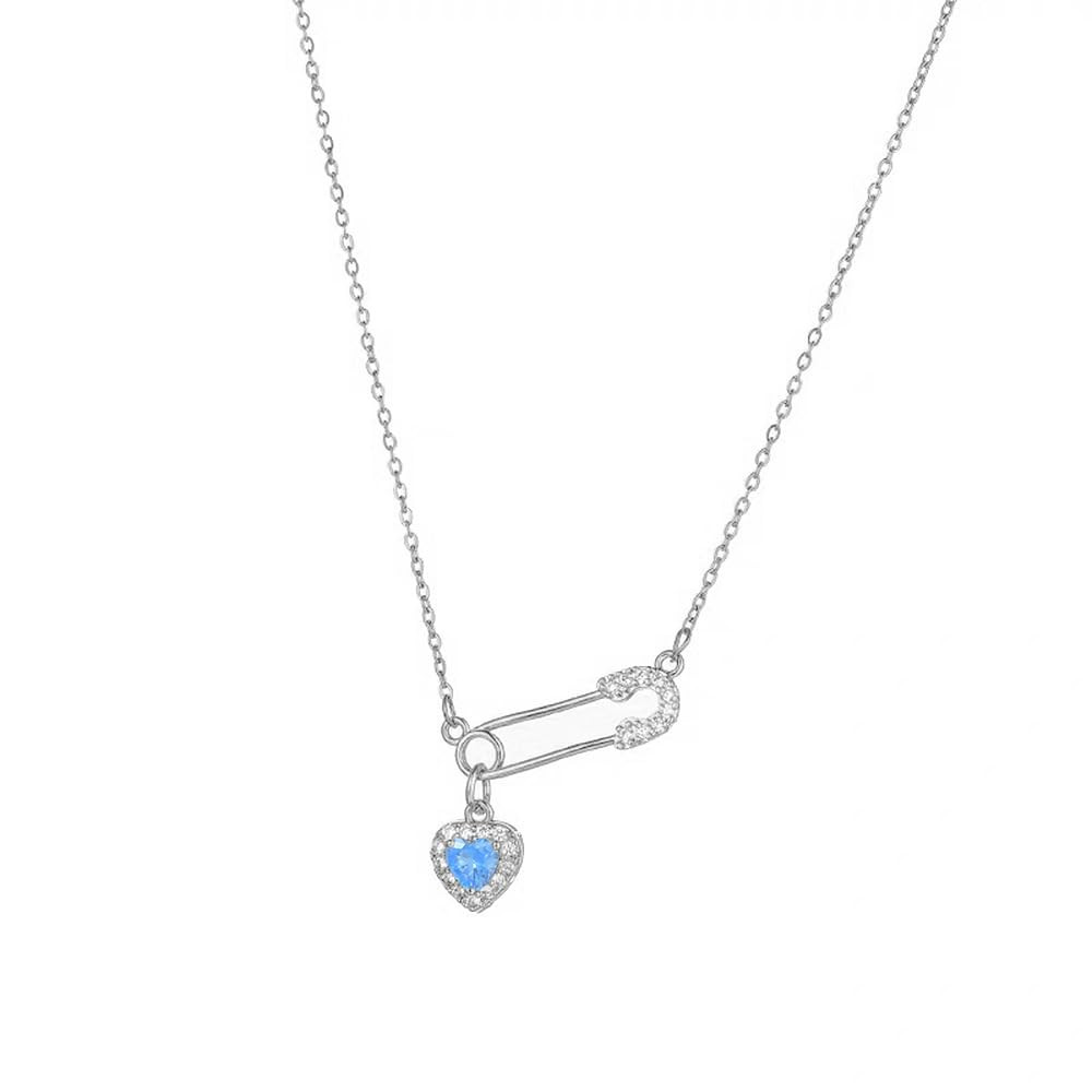 Dainty Safety Pin With Colorful Heart Charm Silver Plated Choker Necklace for Women Cubic Zirconi... | Amazon (US)