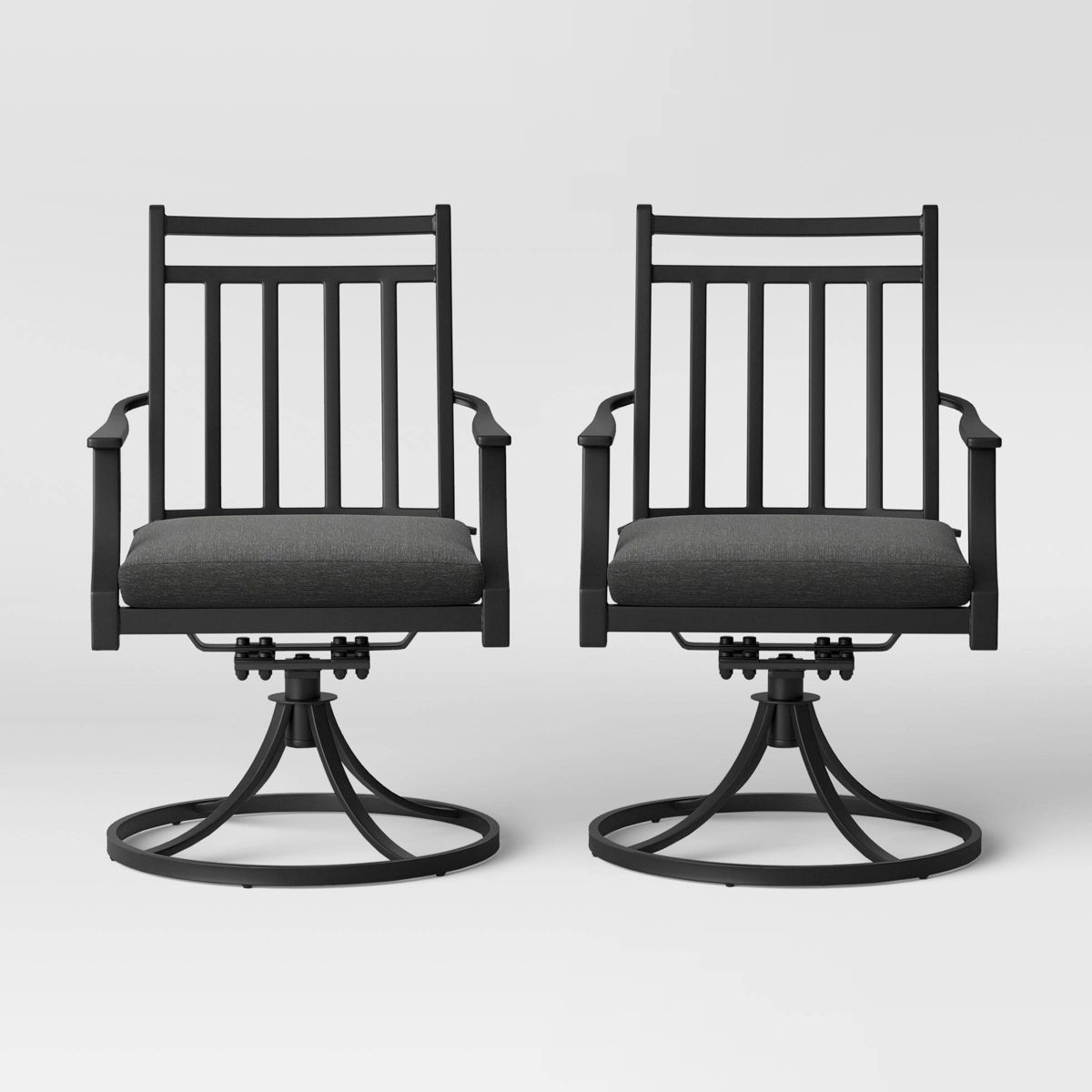 2pc Fairmont Metal Rocking Outdoor Patio Dining Chairs Swivel Chairs Black - Threshold™ | Target