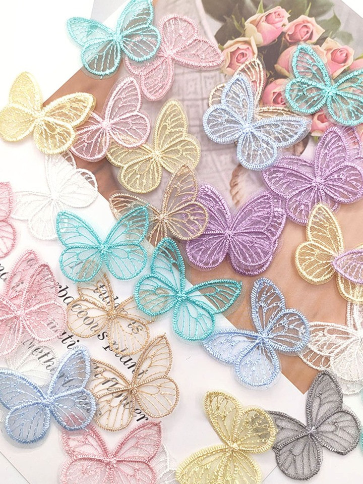 10pcs Butterfly Shaped Random DIY Decoration, Embroidered Colorful Butterfly Sewing Patch, For DI... | SHEIN