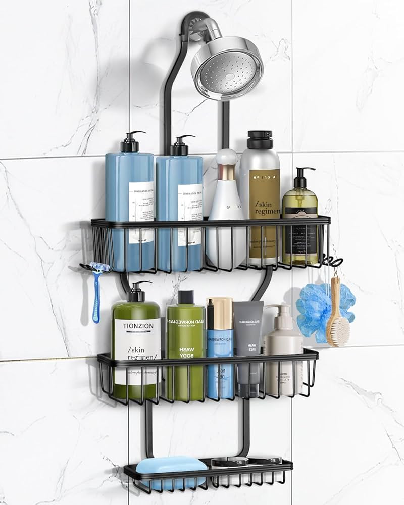 Shower Caddy Hanging - Never Rust Shower Hanging Organizer - Aluminum Over the ShowerHead Caddy w... | Amazon (US)