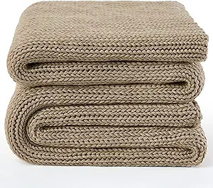 Guohaoi Knitted Weighted Blanket(Beige 60"x80" 15lbs),Home Décor Cooling Throw Blanket for Hot S... | Amazon (US)