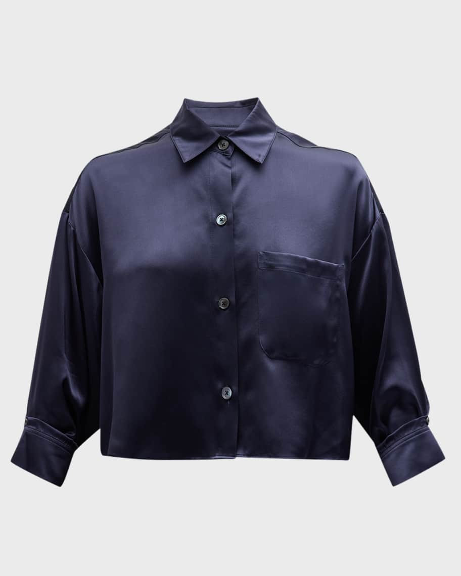 TWP Soon To Be Ex Cropped Shirt in Silk | Neiman Marcus