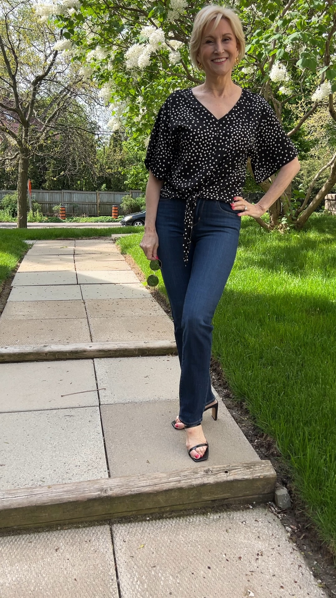 Step into the season with confidence in this black and white polka dot front-tie shirt from @amazon paired perfectly with classic denim jeans. This breezy, flattering combo is made for sunny days, coffee dates, and strolls in the park.
💙Scroll down to shop & follow for more 

#SpringStyle #EffortlessChic #Over50Fashion

#LTKOver40 #LTKWatchNow #LTKSeasonal