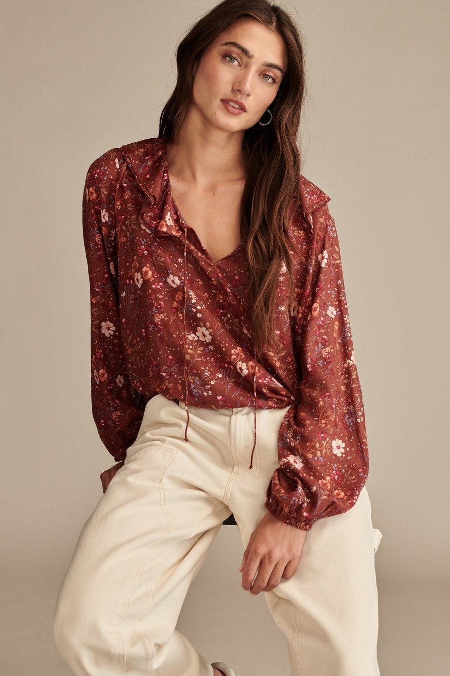 RUFFLE COLLARED BLOUSE | Lucky Brand