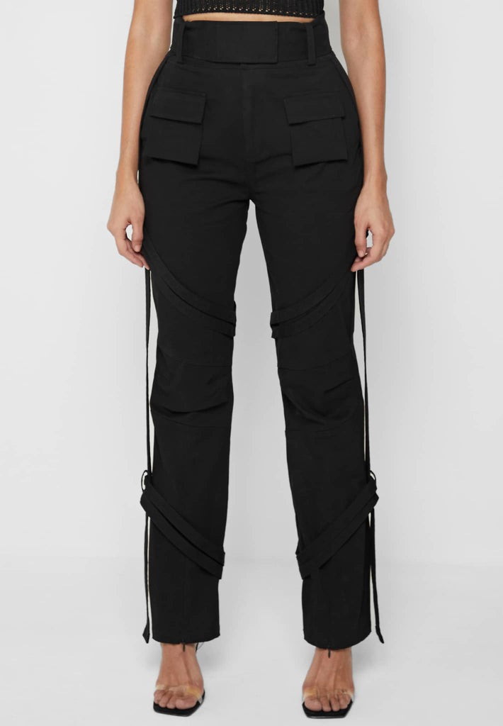 Carpenter Detail Cargo Trousers - Black | Maniere De Voir