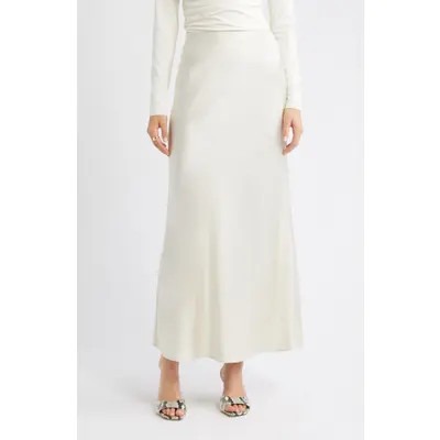Open Edit Satin Midi Skirt in Black at Nordstrom, Size Medium | Nordstrom