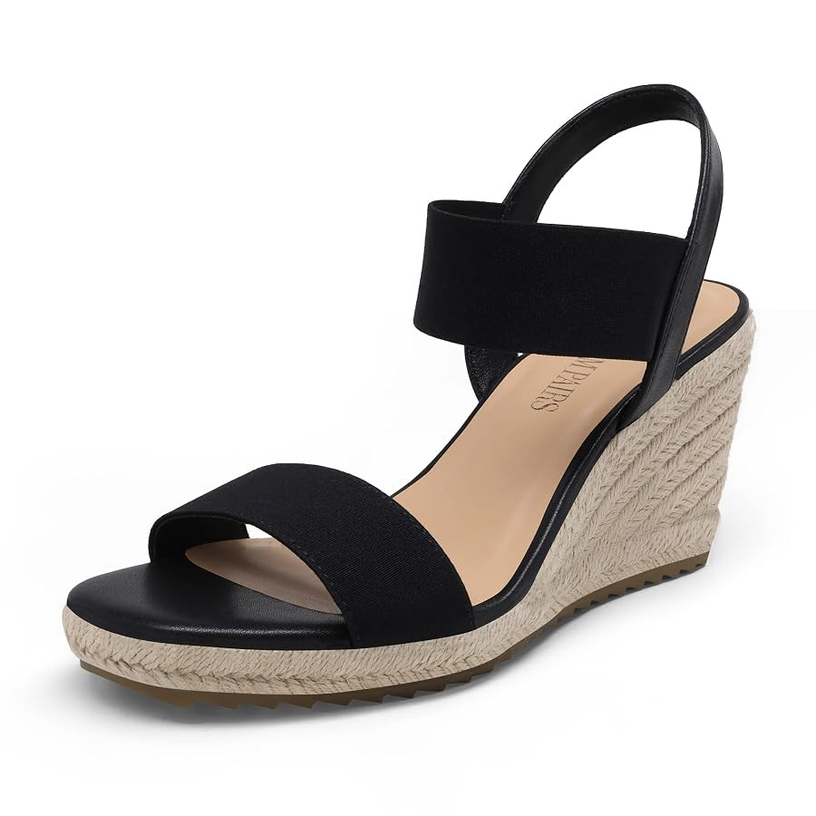 DREAM PAIRS Womens Open Toe Espadrilles Dressy Platform Sandals Slip on Elastic Ankle Strap Wedge... | Amazon (US)