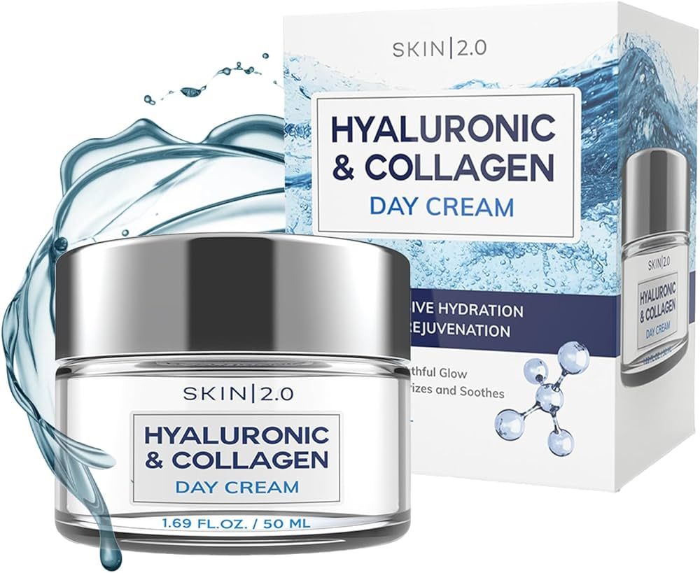 Skin 2.0 Hyaluronic Acid and Collagen Daily Face Moisturizer - Long-lasting Hydration & Moisture,... | Amazon (US)