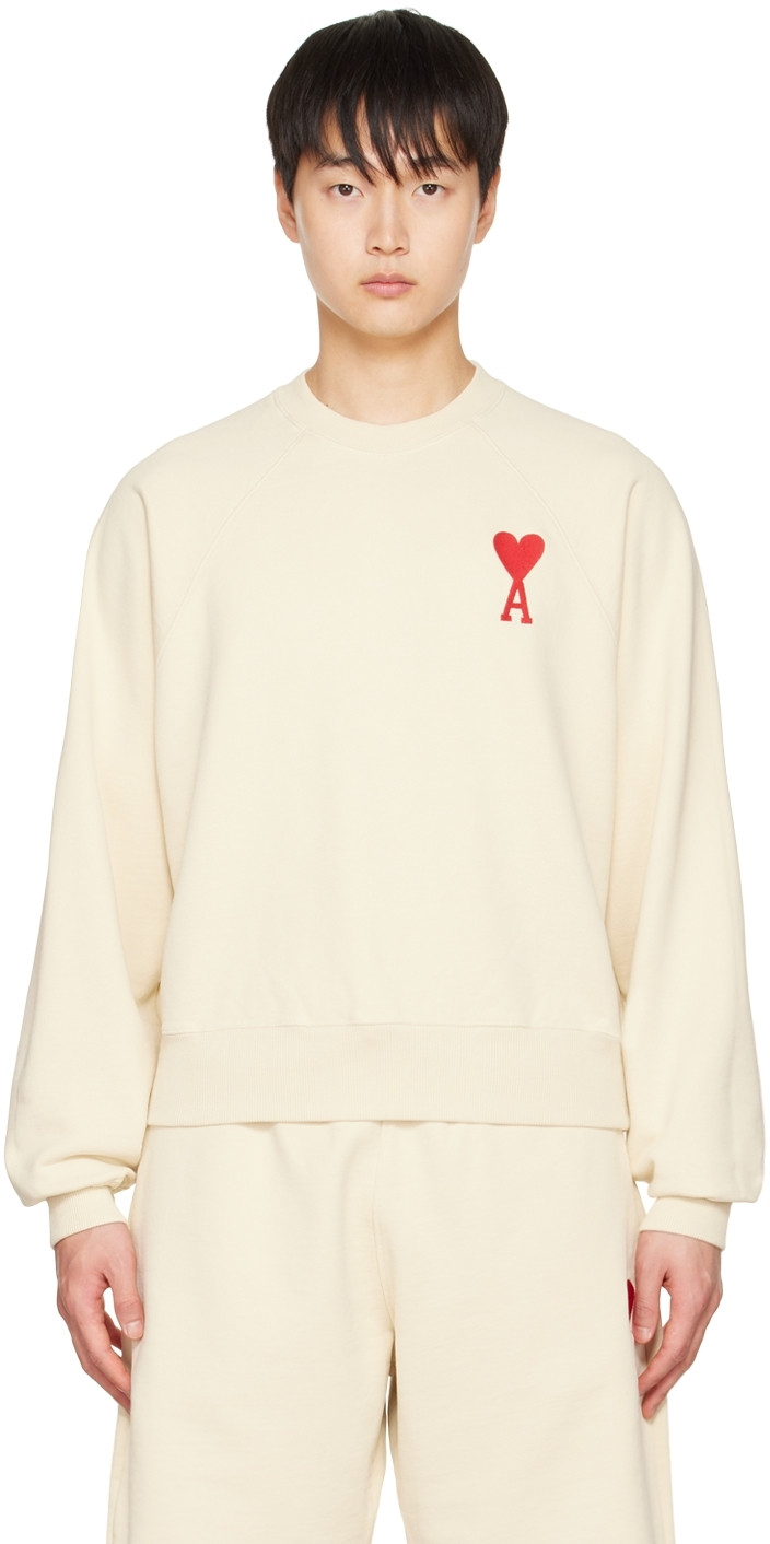 AMI Paris SSENSE Exclusive Off-White Ami de Cœur Sweatshirt | SSENSE