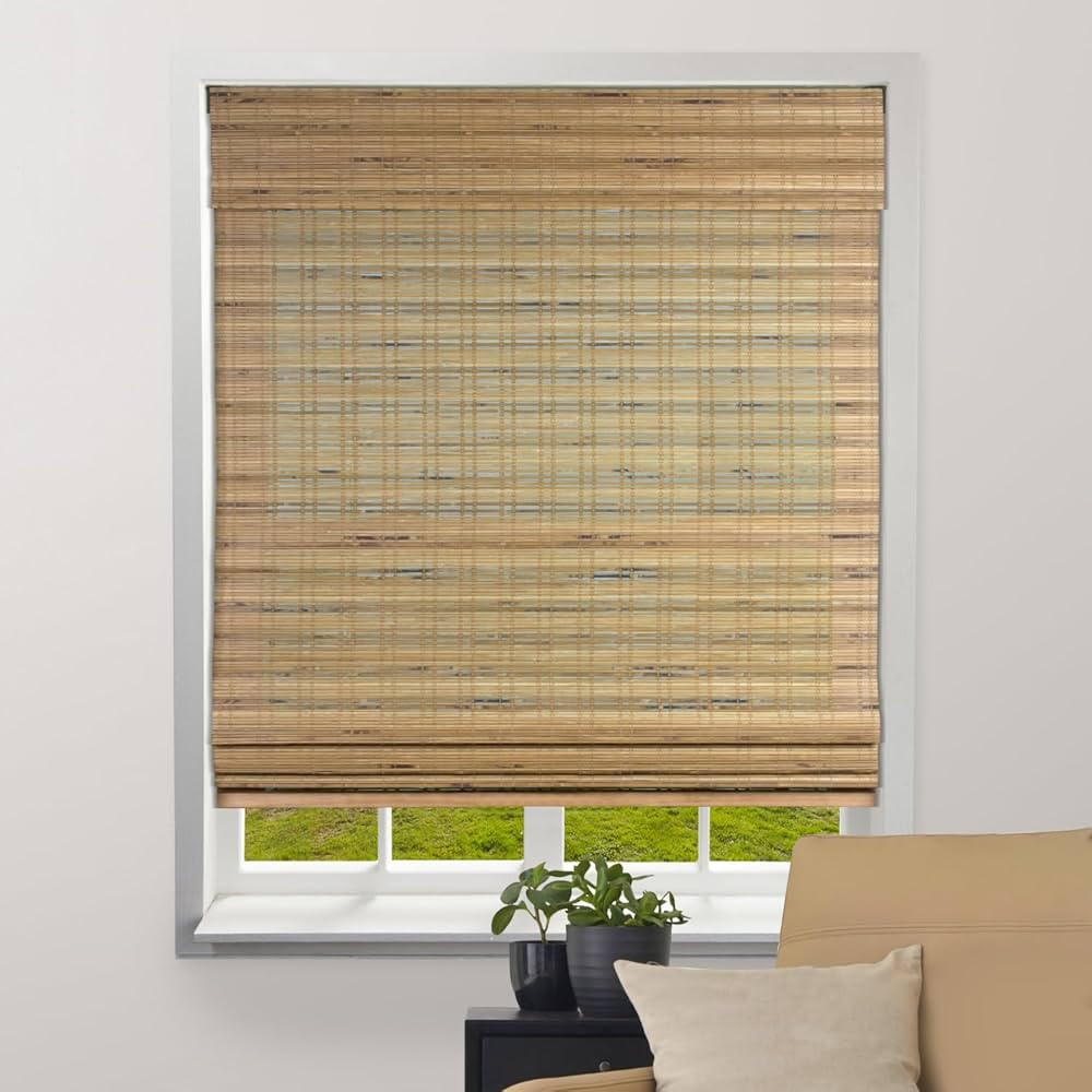 ARLO BLINDS Sheer Bamboo Roman Shades with Valance - Tuscan, 34" W x 74" H - Light Filtering Cord... | Amazon (US)