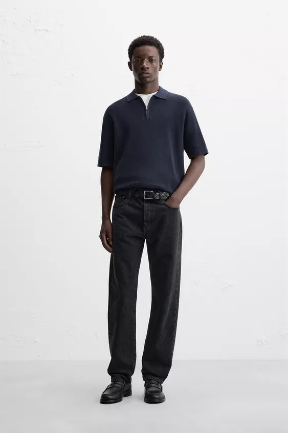 PURL KNIT ZIPPER POLO SHIRT | Zara US