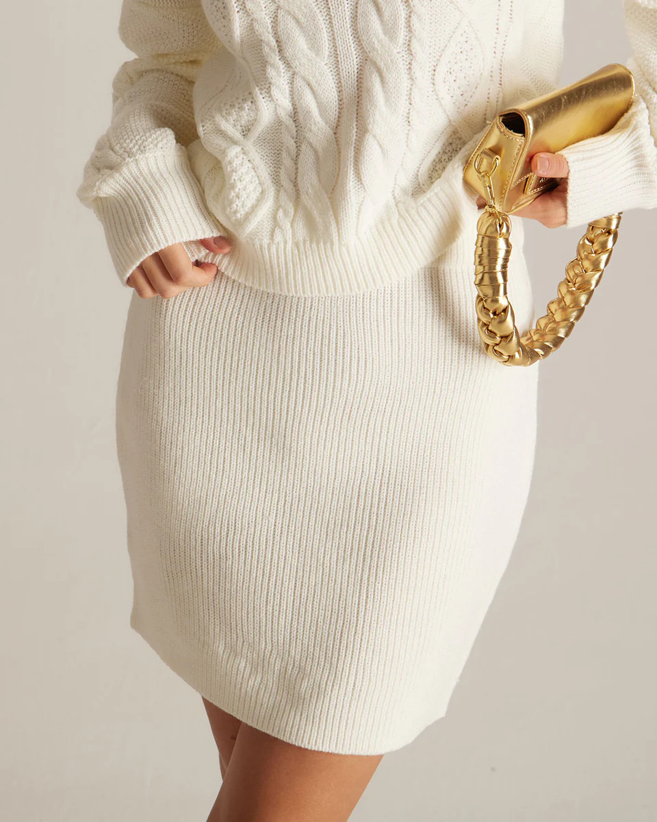 The Beige Natural Waisted Knit Mini Skirt | rihoas.com