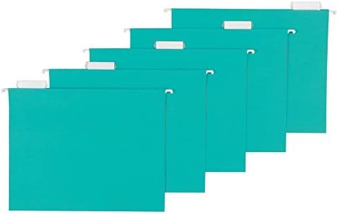 Amazon Basics Hanging Folders, Letter Size, Aqua, 25-Pack | Amazon (US)