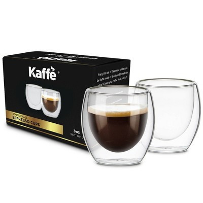 Kaffe 3oz Double-Wall Borosilicate Glass Cups - Set of 2: Espresso Coffee Mugs, Dishwasher-Safe, Clear Drinkware | Target