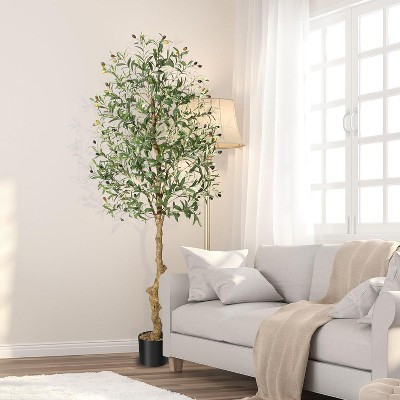 Artificial Olive Tree – 4/5/6/7FT Faux Olive Plant with Realistic Trunk & Fruits | Target