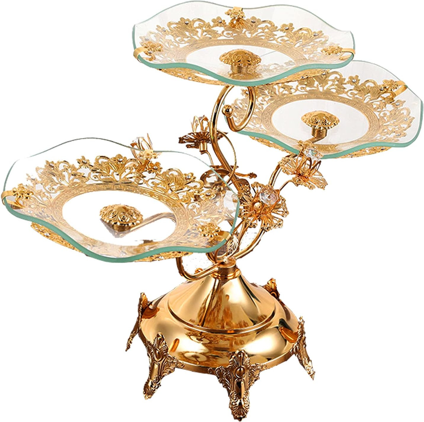 Cake Stands, Cupcake Stands 3 Tier Fruit Bowl Tray Holder Glass Cake Stand Dessert Metal Cake Pla... | Amazon (US)