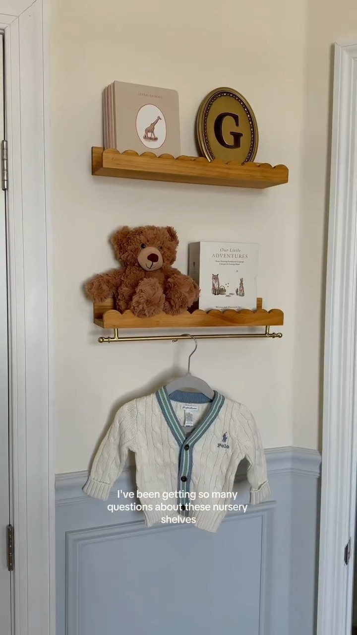 I’ve been getting so many questions about these nursery shelves, so I wanted to show you exactly how we did it step by step 🧸✨ Hope this helps! #nurserydecor #babyroom #babyroomdecor #nurseryinspo #wallshelf