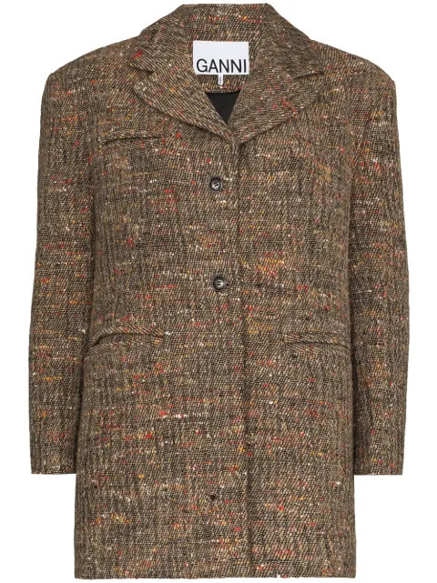 GANNI single-breasted Boxy Blazer - Farfetch | Farfetch (US)