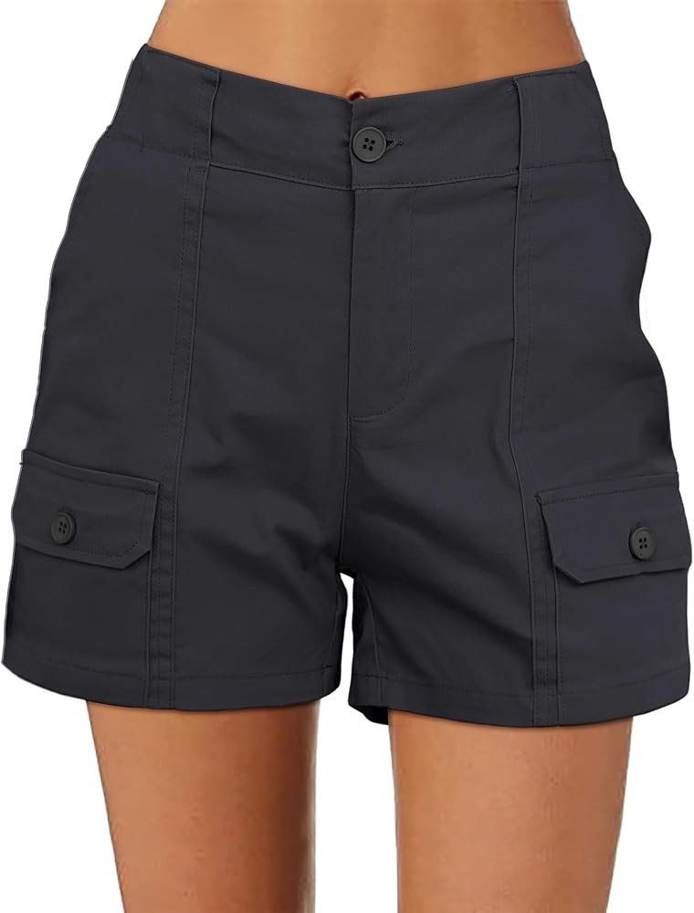 luvamia Cargo Shorts for Women Casual Summer High Waisted Chino Shorts Ribbed Elastic Waist Utili... | Amazon (US)