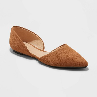 Women's Julie Ballet Flats with Memory Foam Insole - A New Day™ Cognac 7.5: Slip On, Cushioned, Non Marking Outsole | Target
