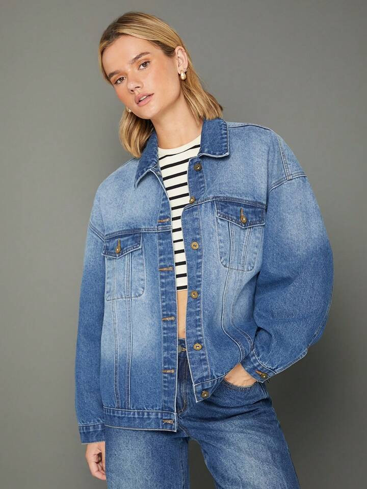 WESTFADE Premium Denim Boxy Trucker Jacket | SHEIN