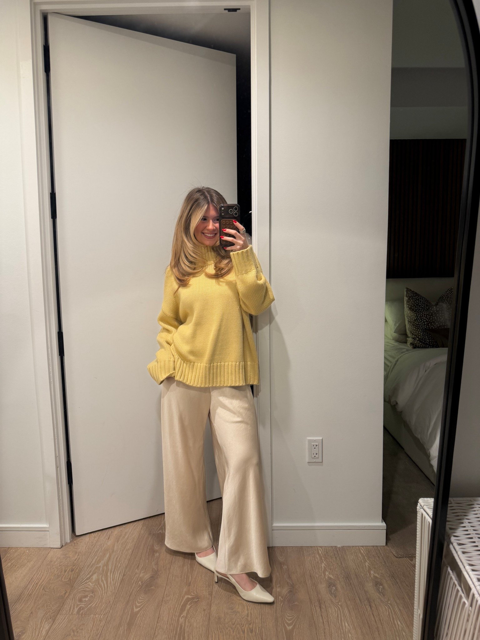 outfit of the night! can’t stop wearing this yellow turtleneck 