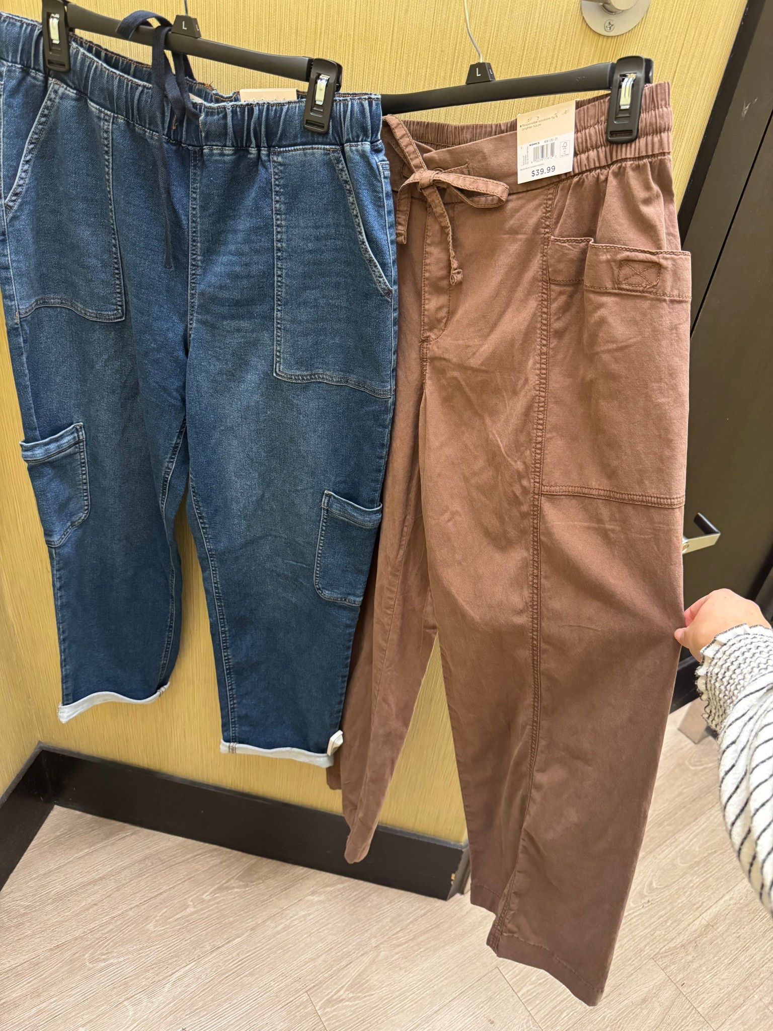 Quite literally the most comfortable pants ive ever put on. The denim ones came home with me! In-store capsule staples — jeans, neutral tops, jackets + everyday layers that mix and match. Linking all pieces with fit notes. 

 #LTKootd #LTKmomlife #LTKMidsize