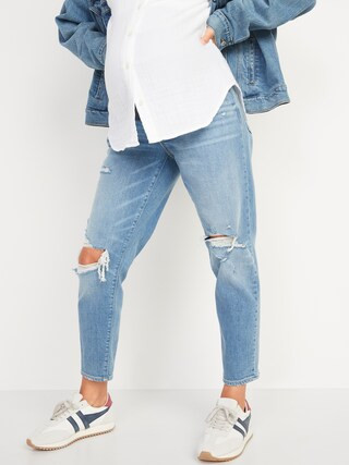Maternity Full Panel O.G. Straight Ripped Jeans | Old Navy (US)